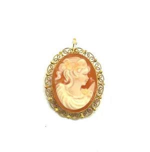 Filagree Framed Cameo Pendant/Pin