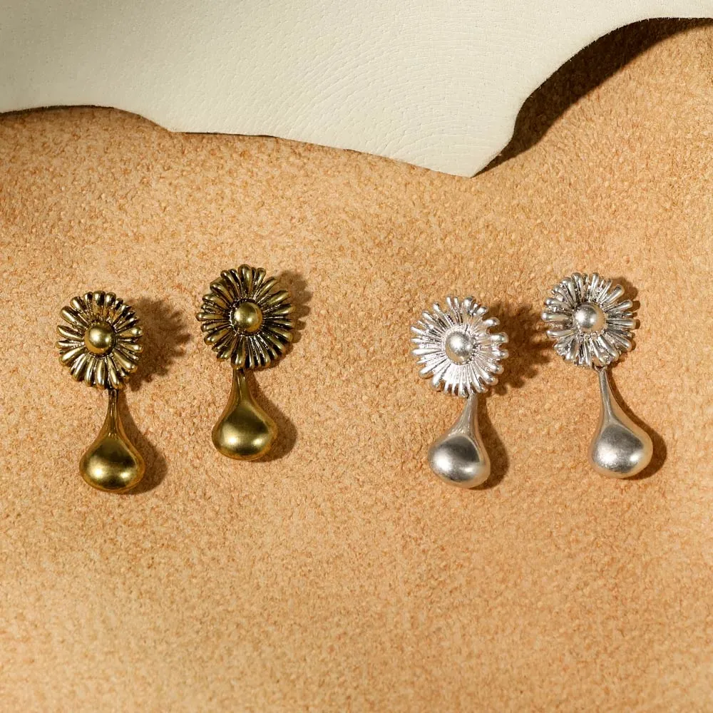 Flower and Droplet Earrings