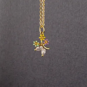 Flower Bouquet Necklace - Gold