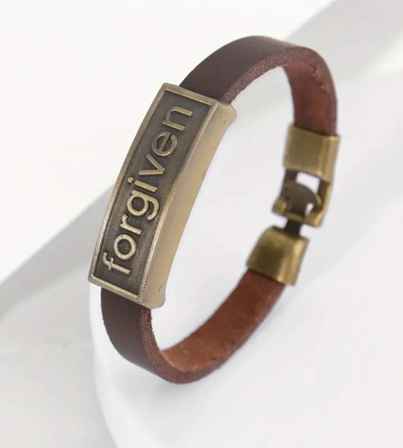 ‘Forgiven’ Faux Leather Bracelett for men or women