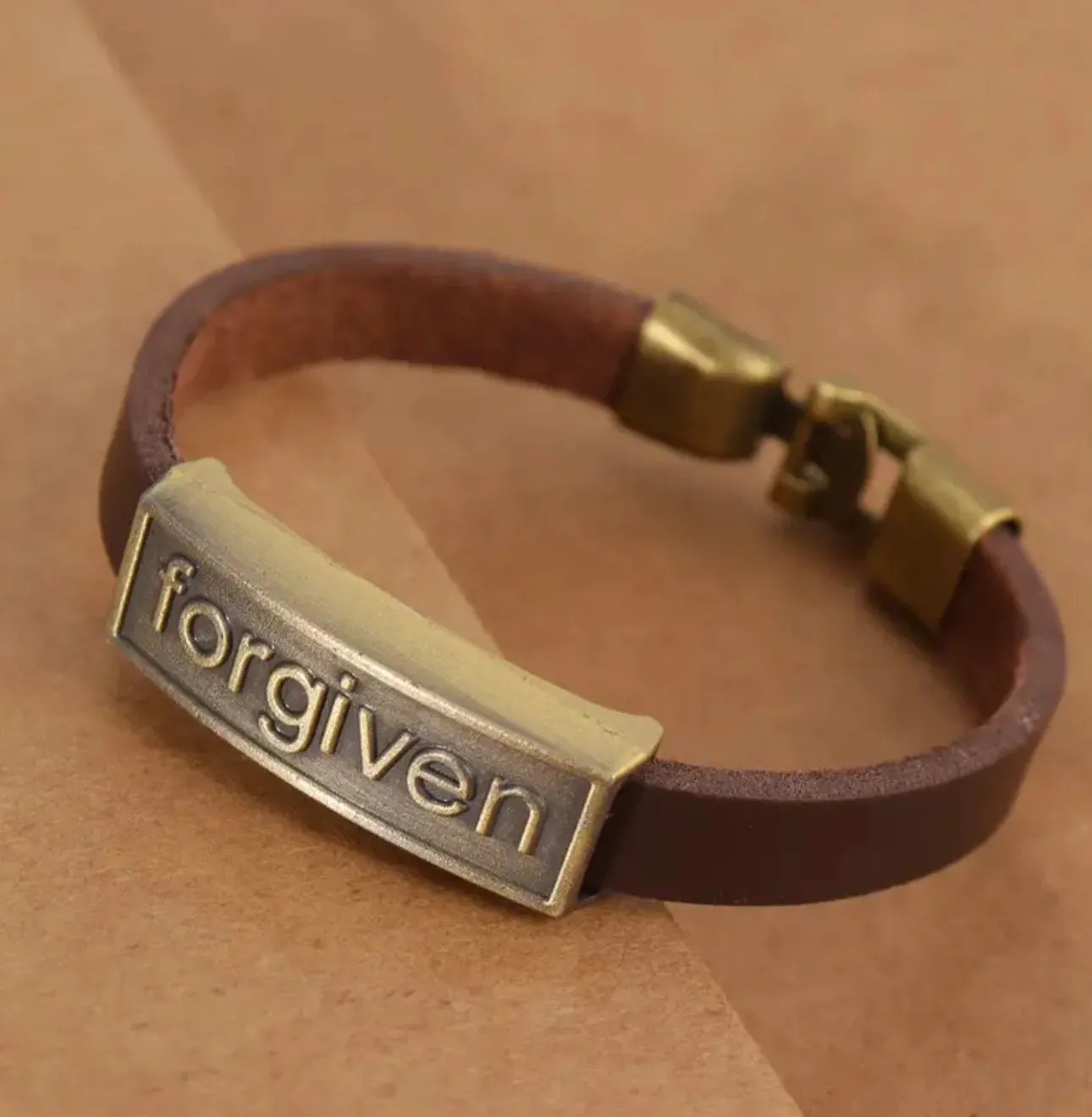 ‘Forgiven’ Faux Leather Bracelett for men or women