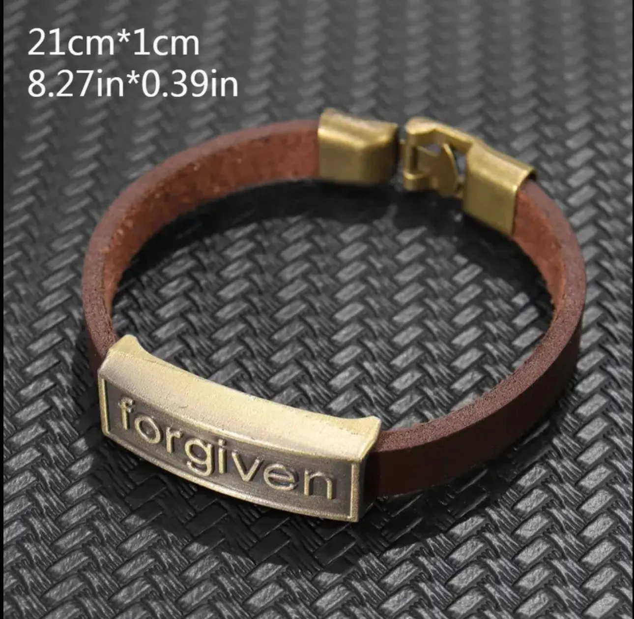 ‘Forgiven’ Faux Leather Bracelett for men or women