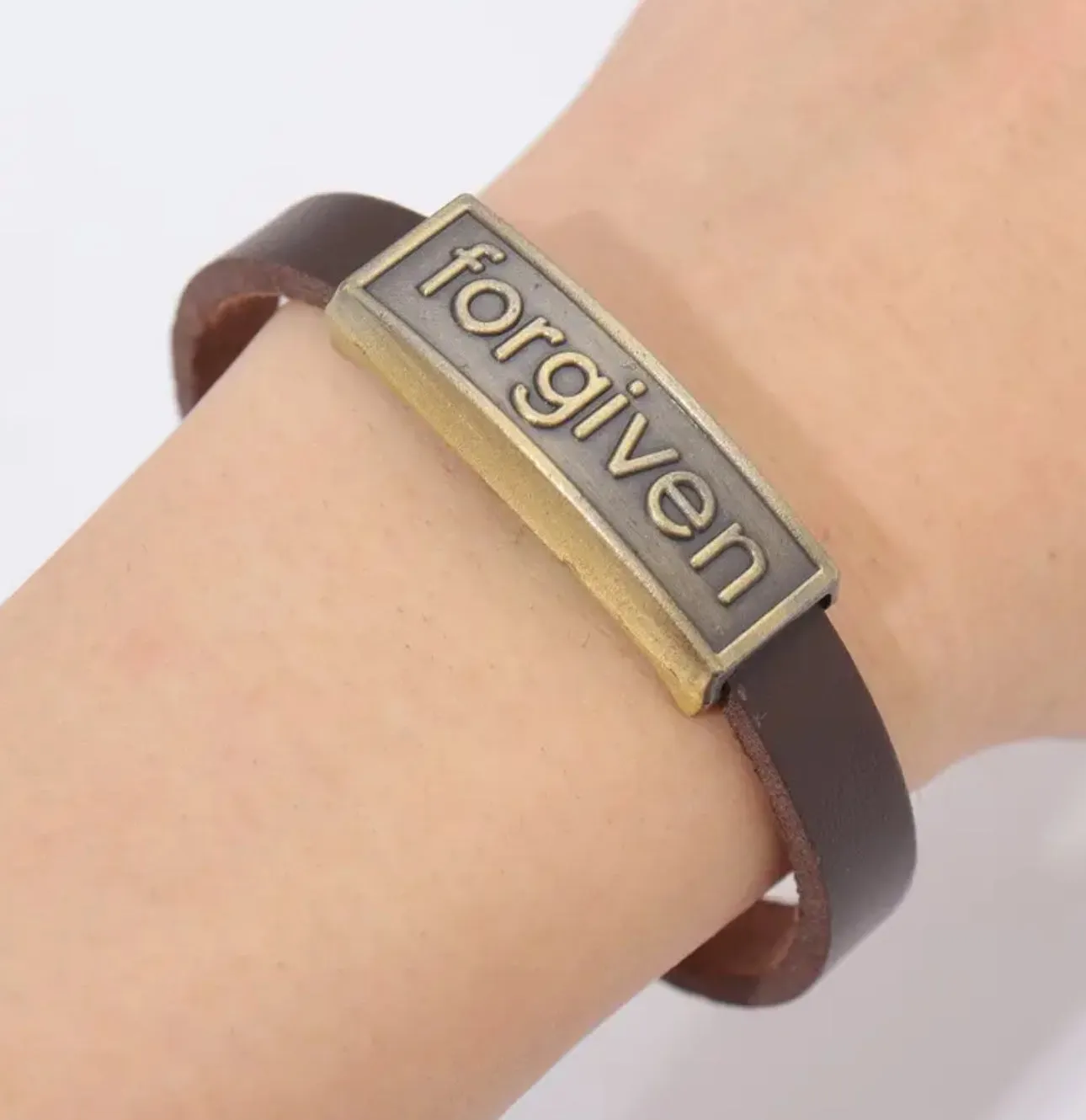 ‘Forgiven’ Faux Leather Bracelett for men or women