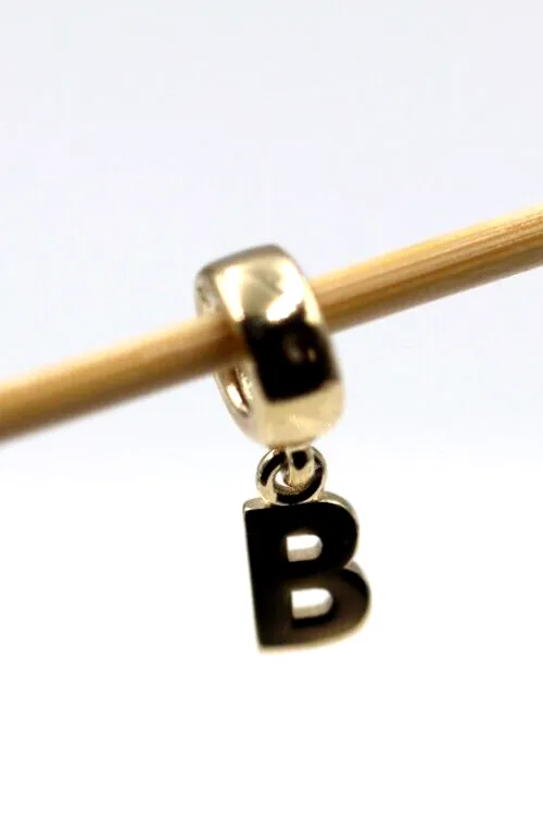 Genuine 9ct Yellow Gold 375 Initial Bead Charm / Pendant - All letters available