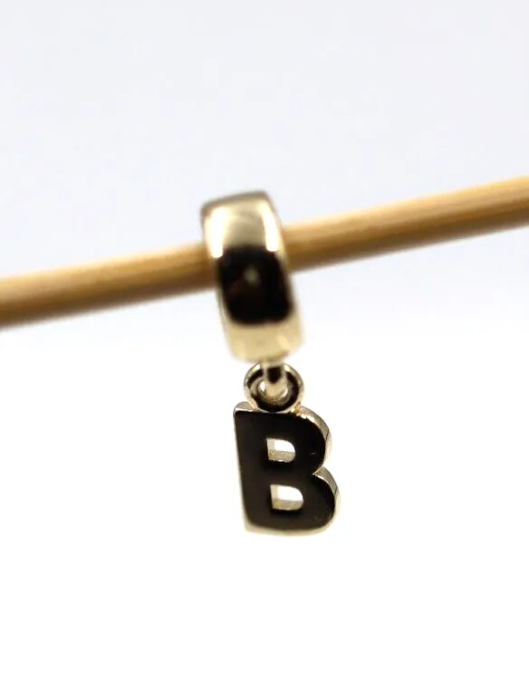 Genuine 9ct Yellow Gold 375 Initial Bead Charm / Pendant - All letters available