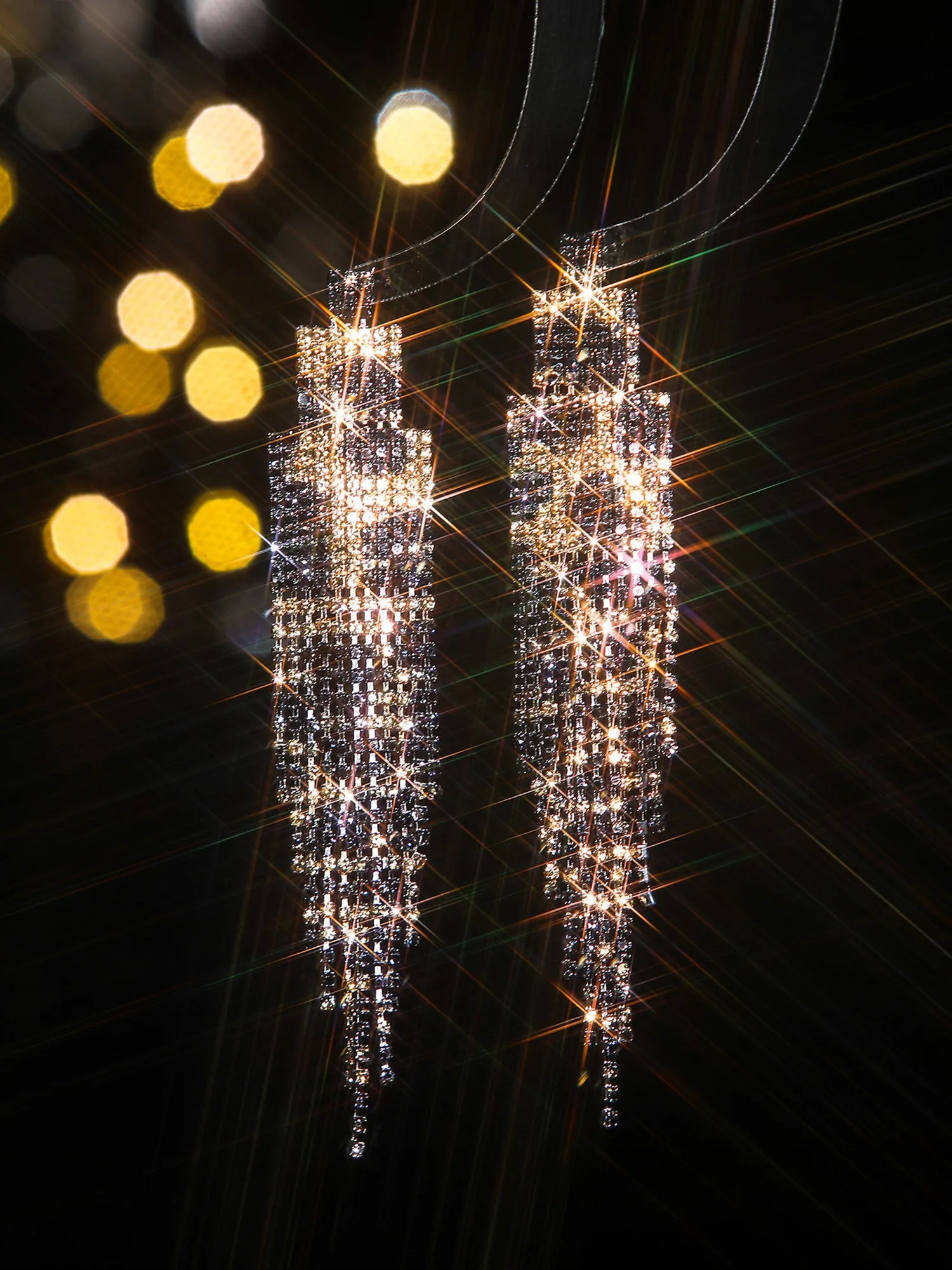 Geometric Tassel Rarrings with Diamonds