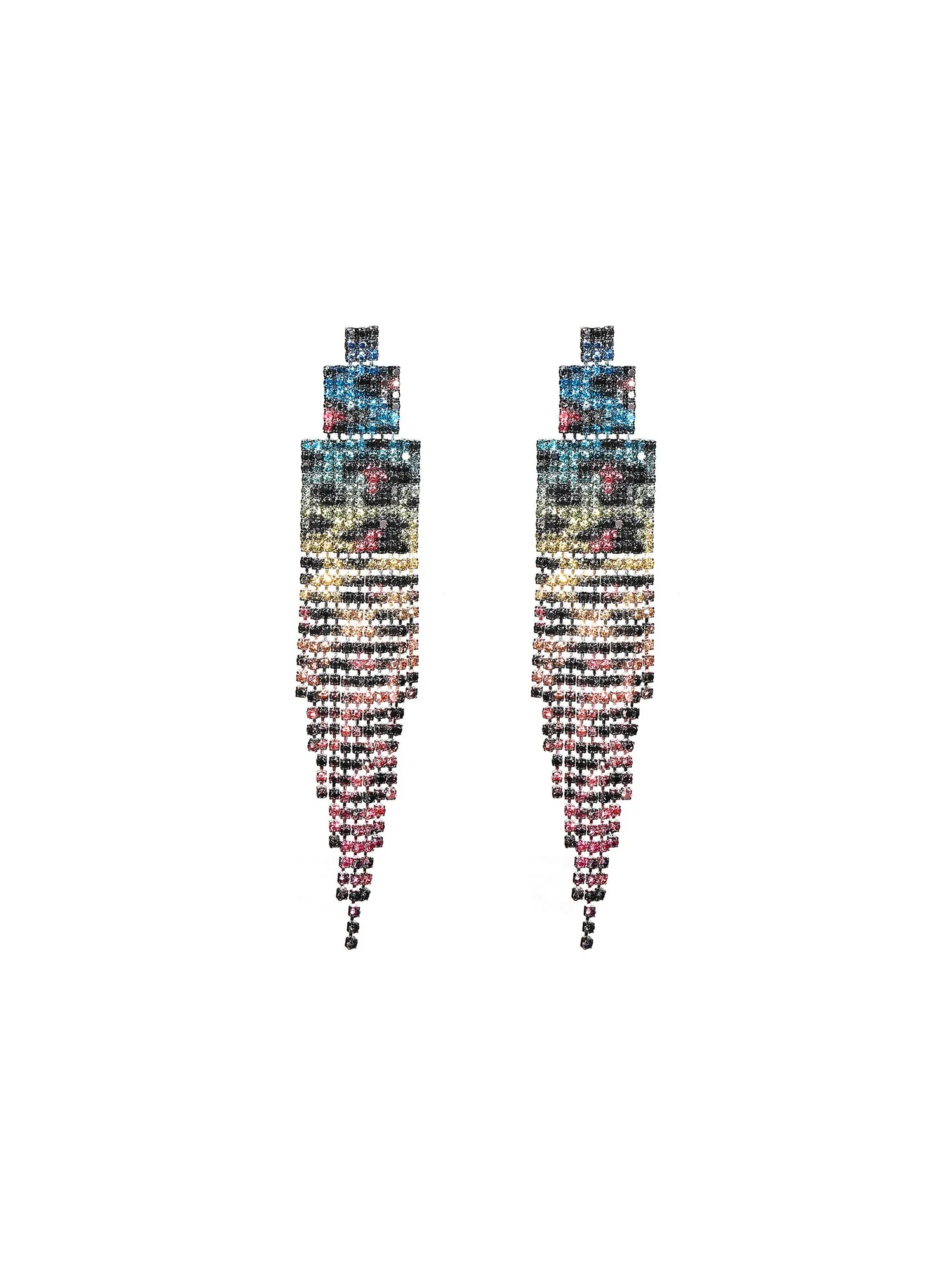 Geometric Tassel Rarrings with Diamonds