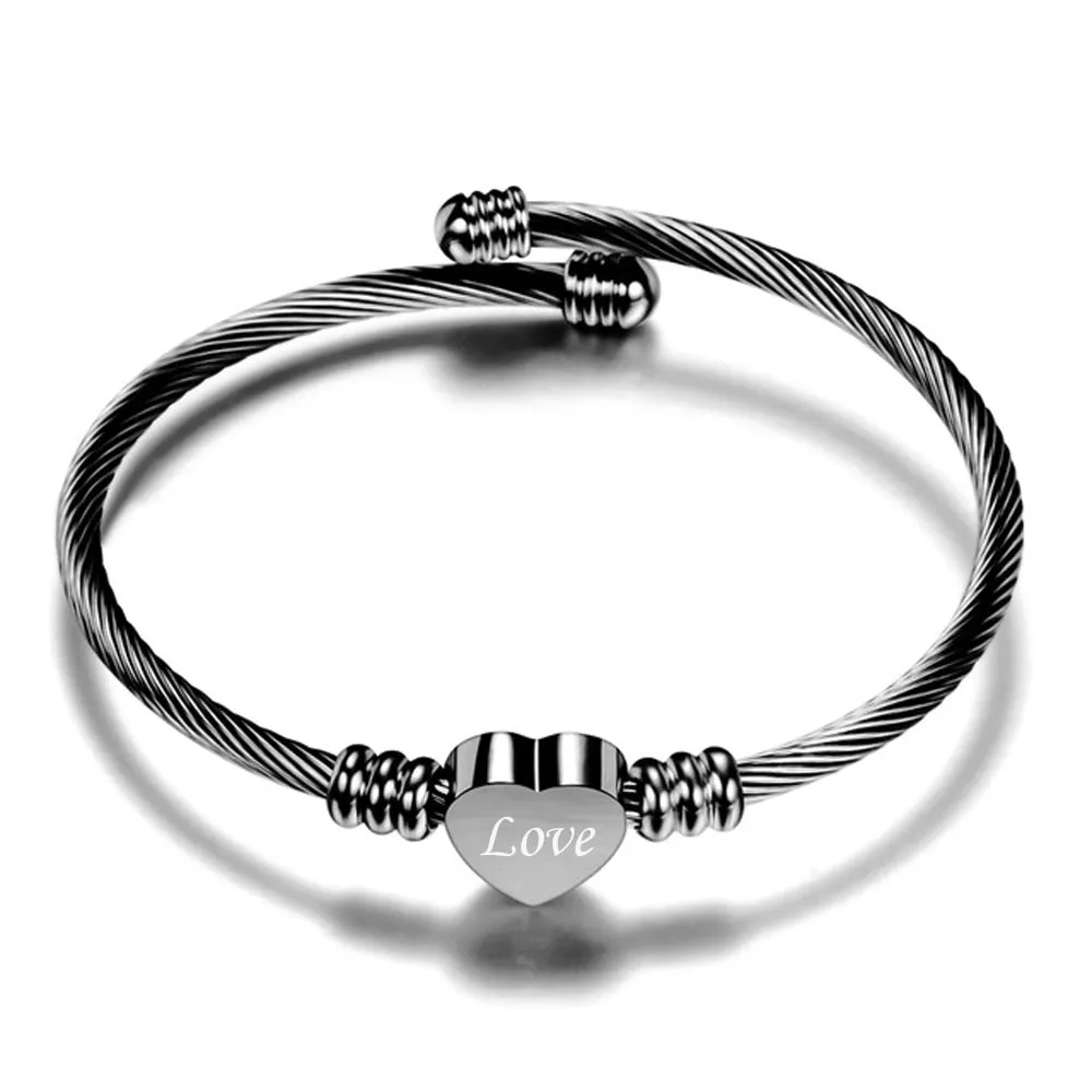 Gift Heart Charm Bracelets New Stainless Steel Cuff Jewelry Bracelet Bangle