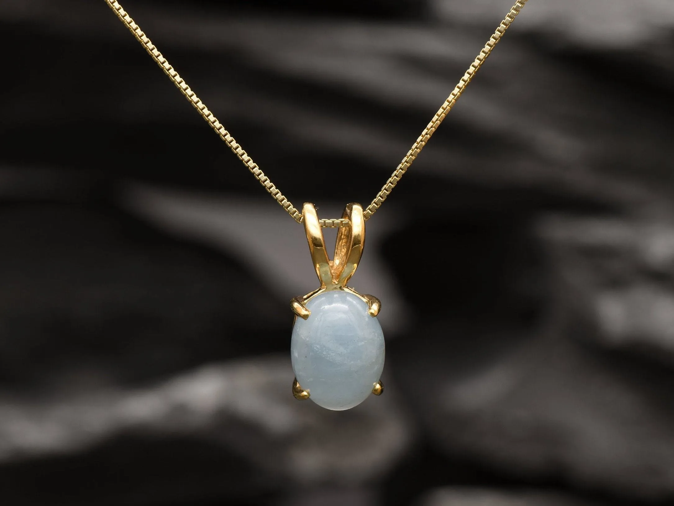 Gold Aquamarine Pendant - Natural Aquamarine Necklace, Gold Aqua Necklace