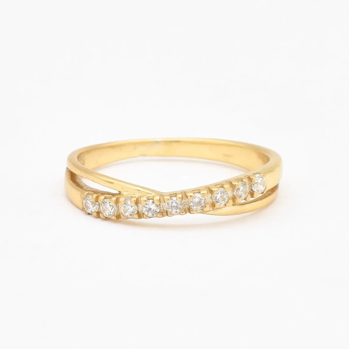 Gold Diamond Ring - Diamond Criss Cross Ring - Gold Intertwine Ring