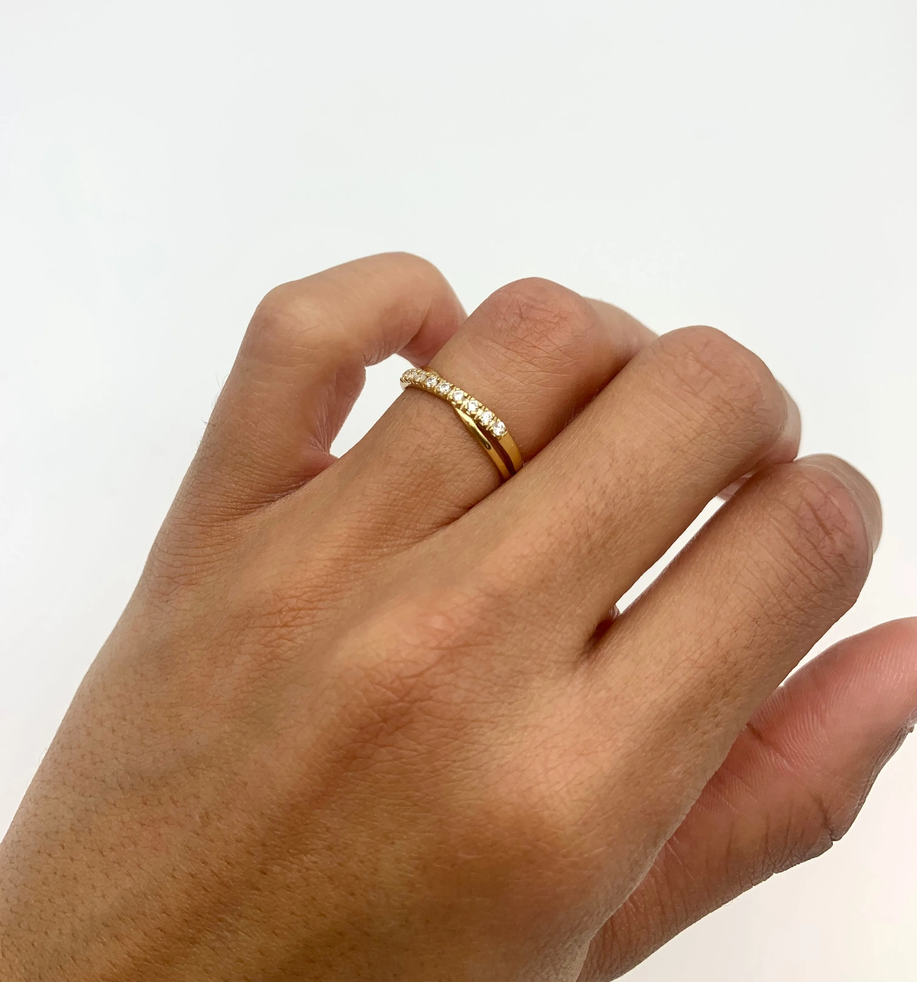 Gold Diamond Ring - Diamond Criss Cross Ring - Gold Intertwine Ring