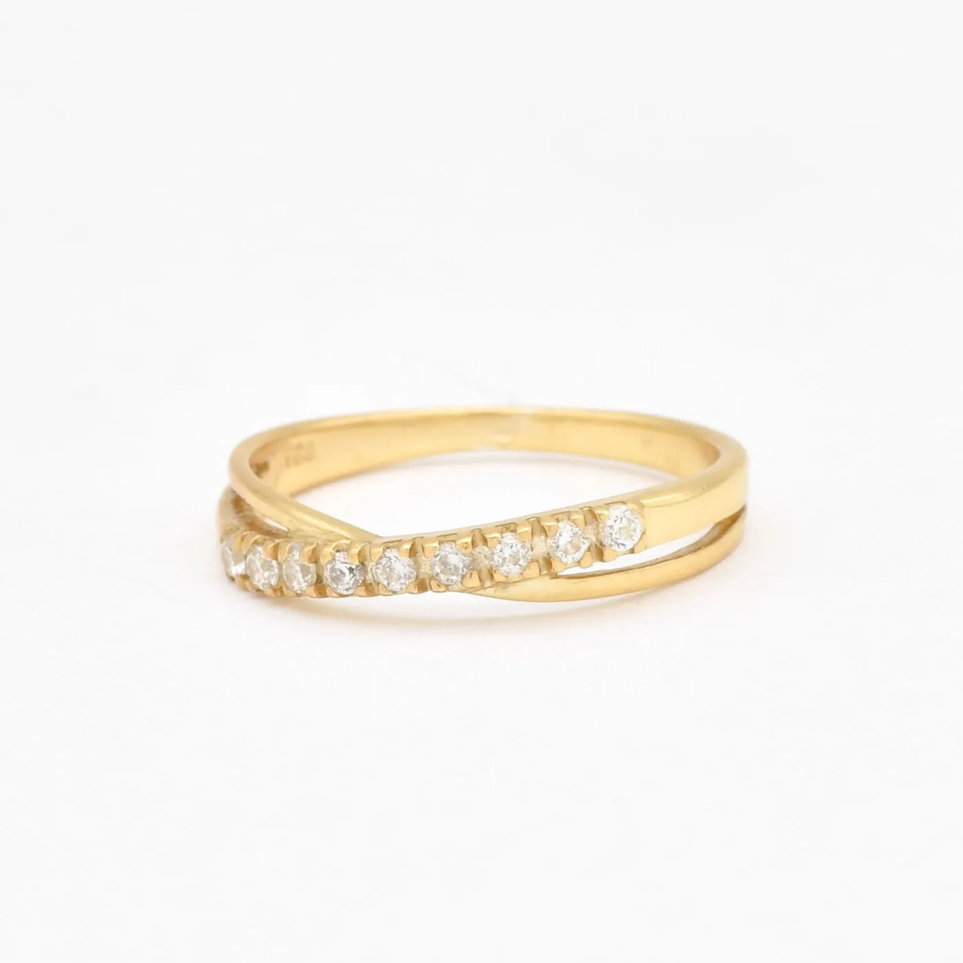 Gold Diamond Ring - Diamond Criss Cross Ring - Gold Intertwine Ring