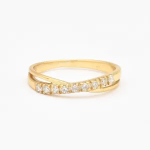 Gold Diamond Ring - Diamond Criss Cross Ring - Gold Intertwine Ring