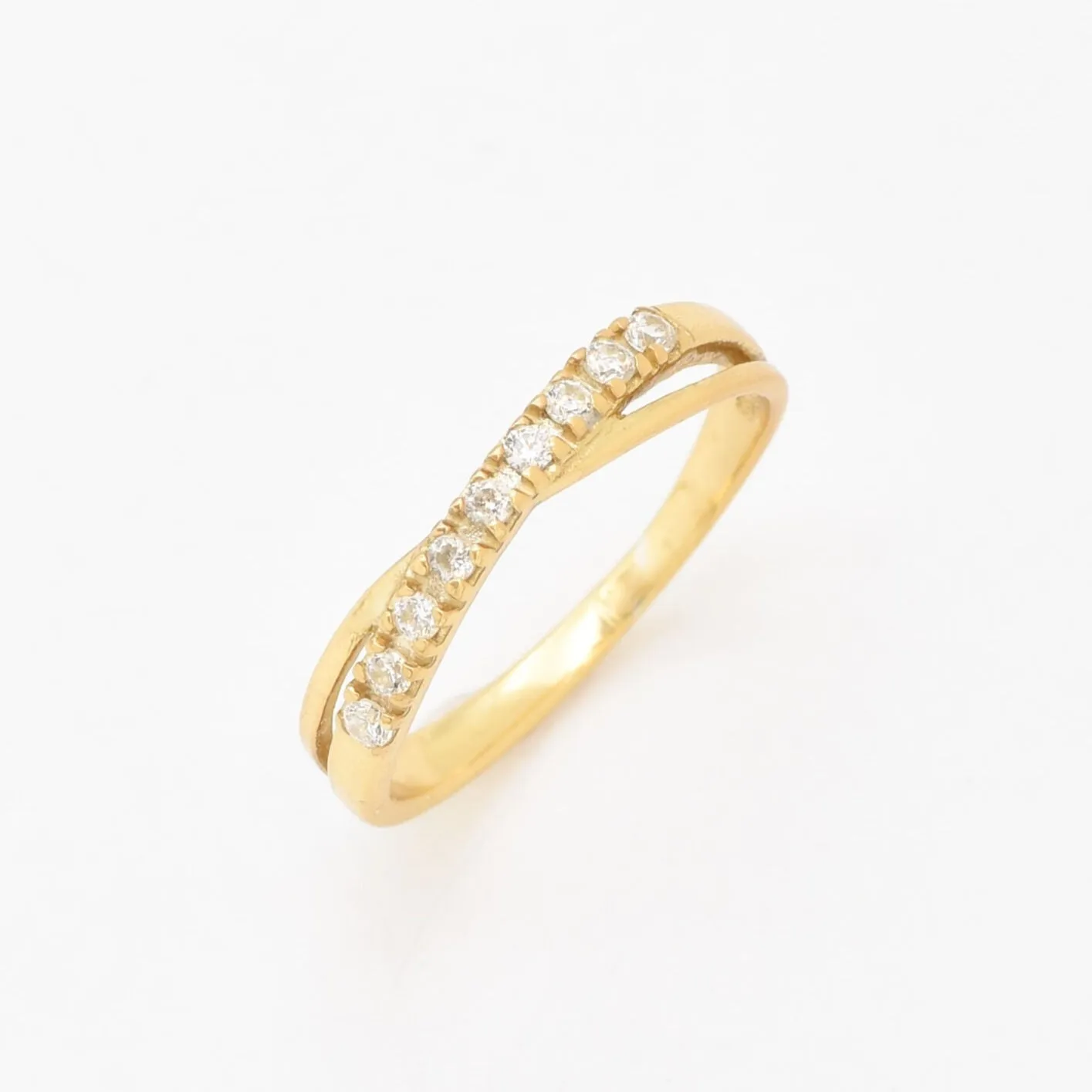 Gold Diamond Ring - Diamond Criss Cross Ring - Gold Intertwine Ring