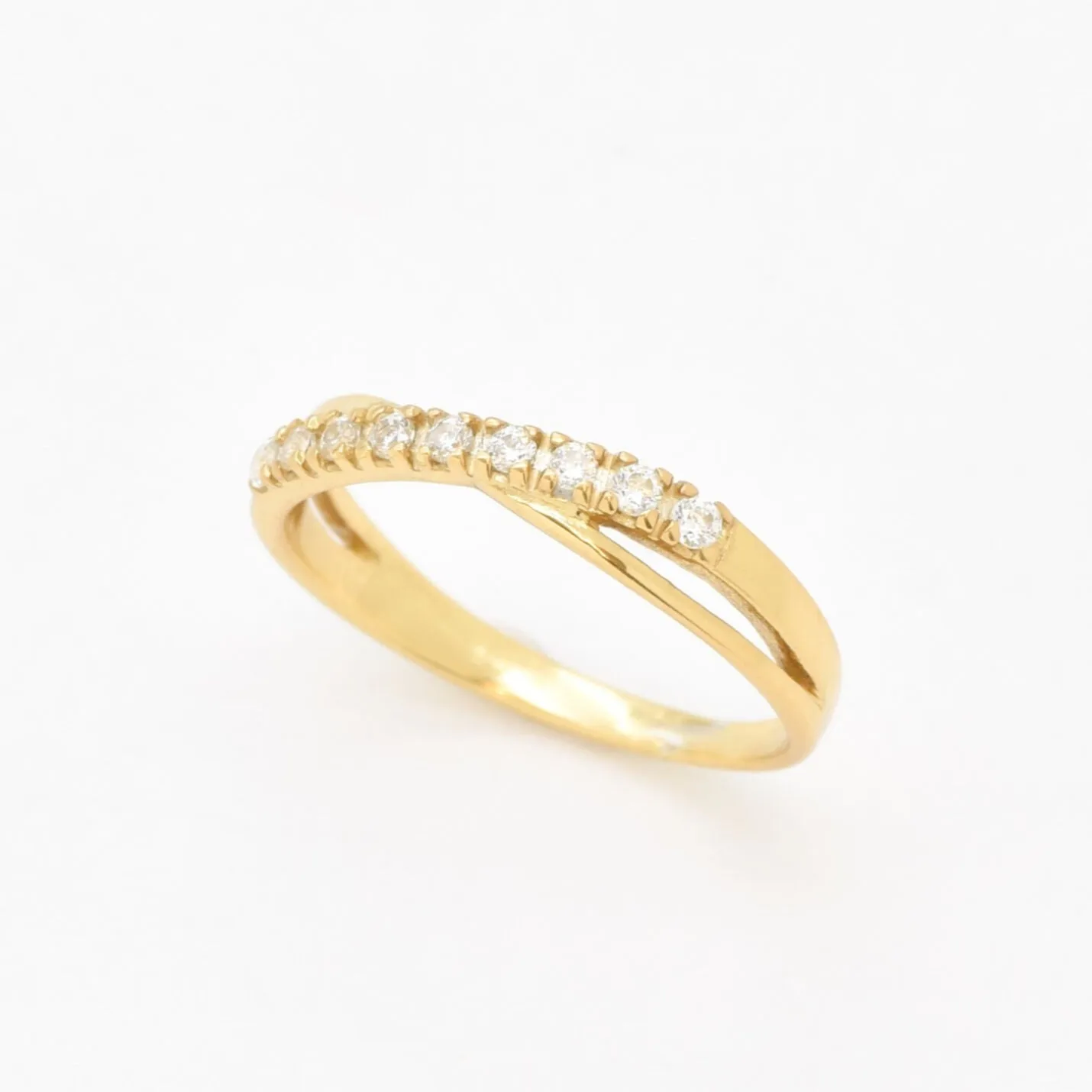 Gold Diamond Ring - Diamond Criss Cross Ring - Gold Intertwine Ring