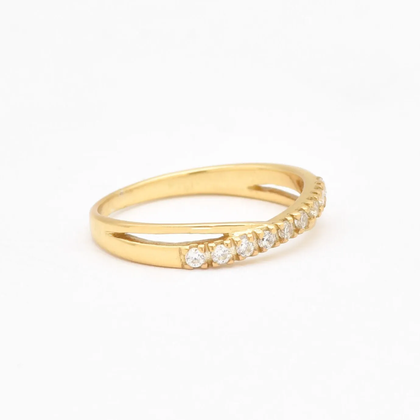 Gold Diamond Ring - Diamond Criss Cross Ring - Gold Intertwine Ring