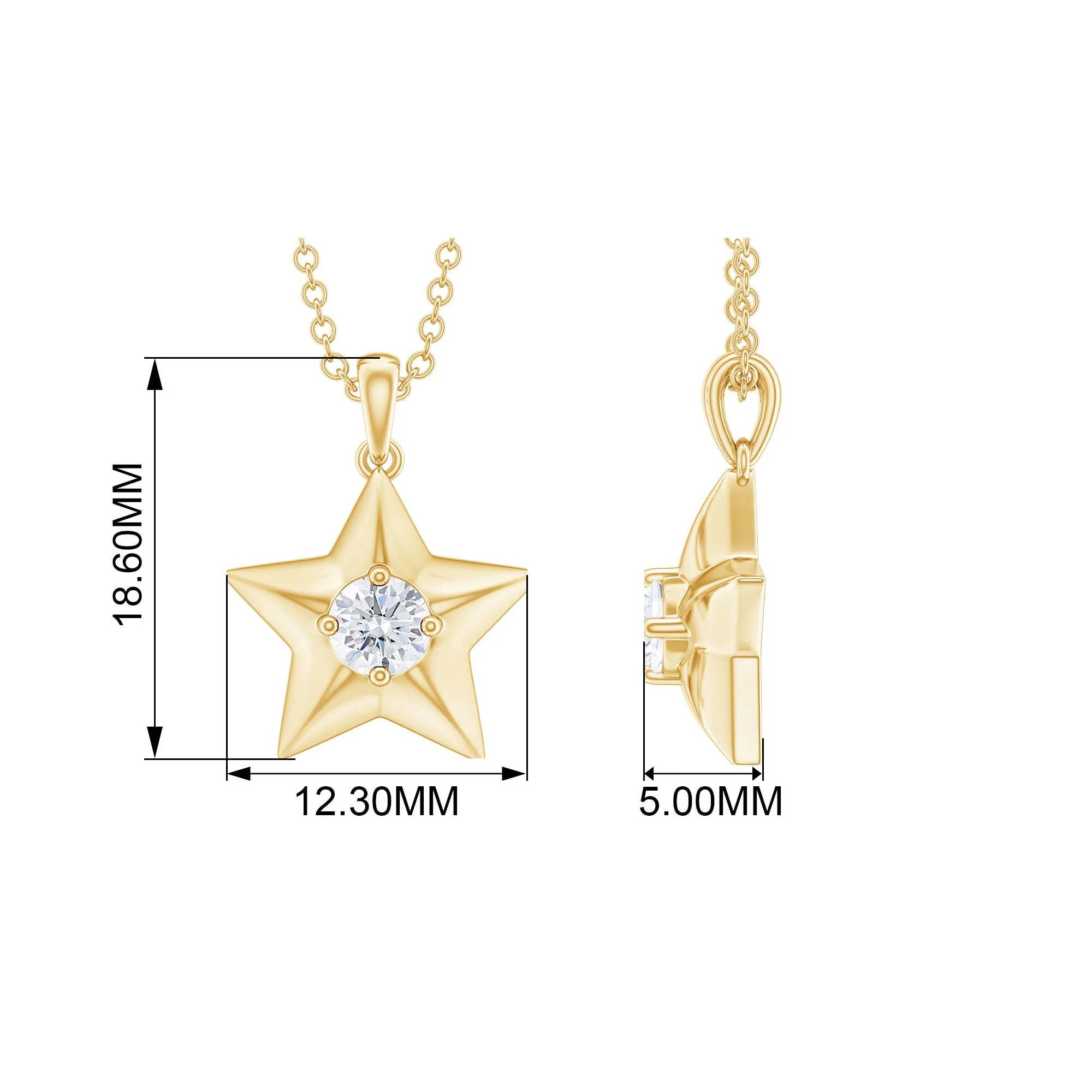 Gold Diamond Star Pendant Necklace