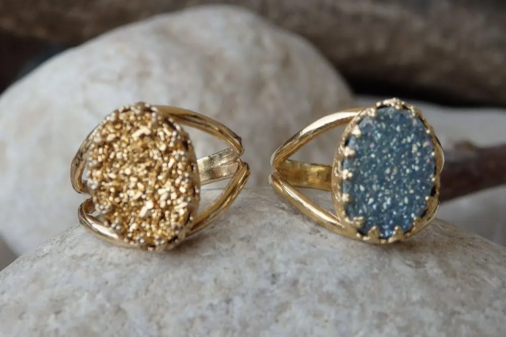 Gold Druzy Ring