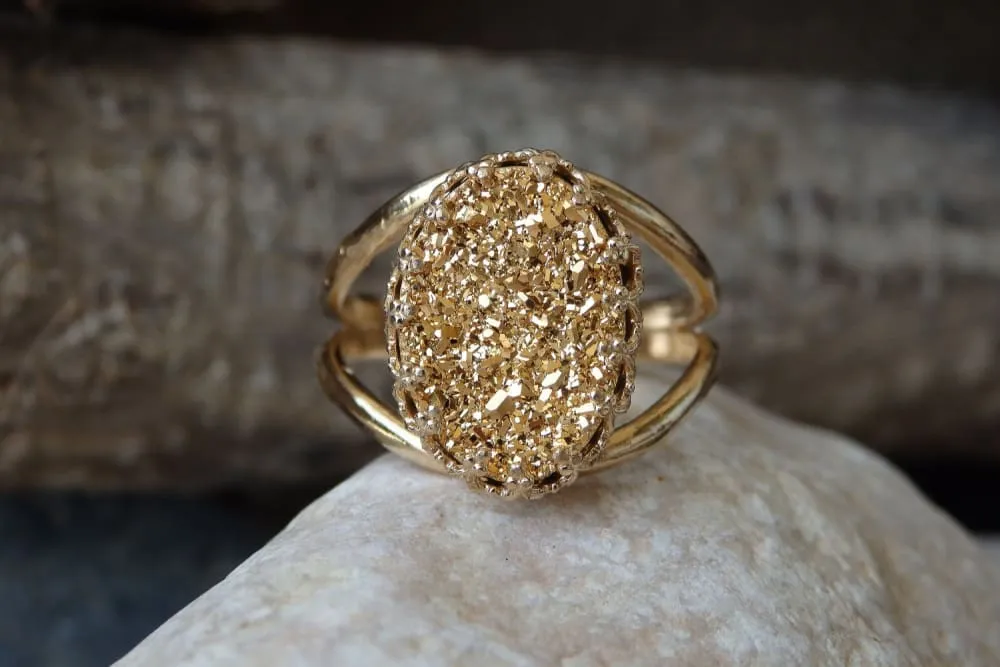 Gold Druzy Ring