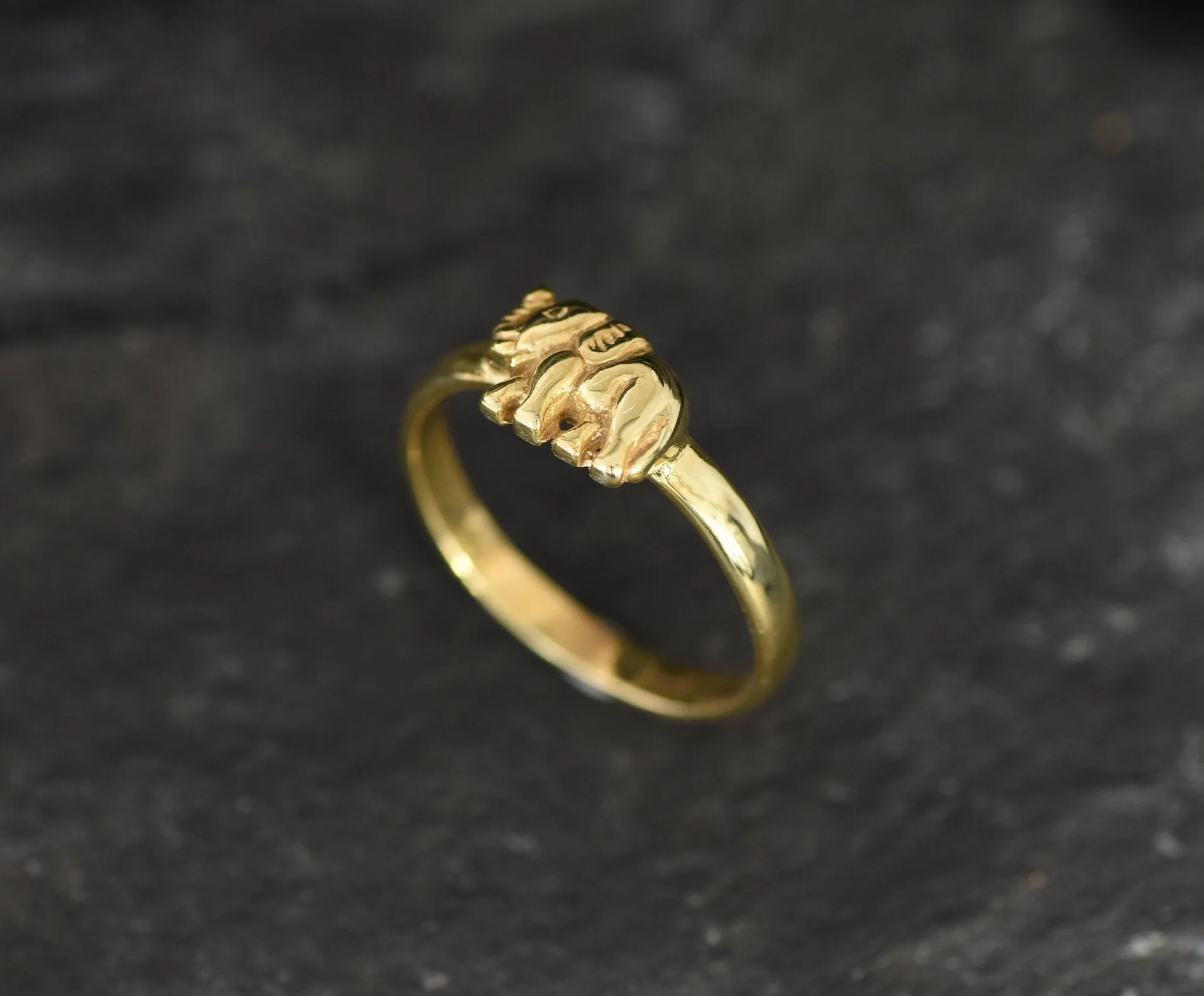 Gold Elephant Ring, Elephant Dainty Ring, Good Luck Gold Ring