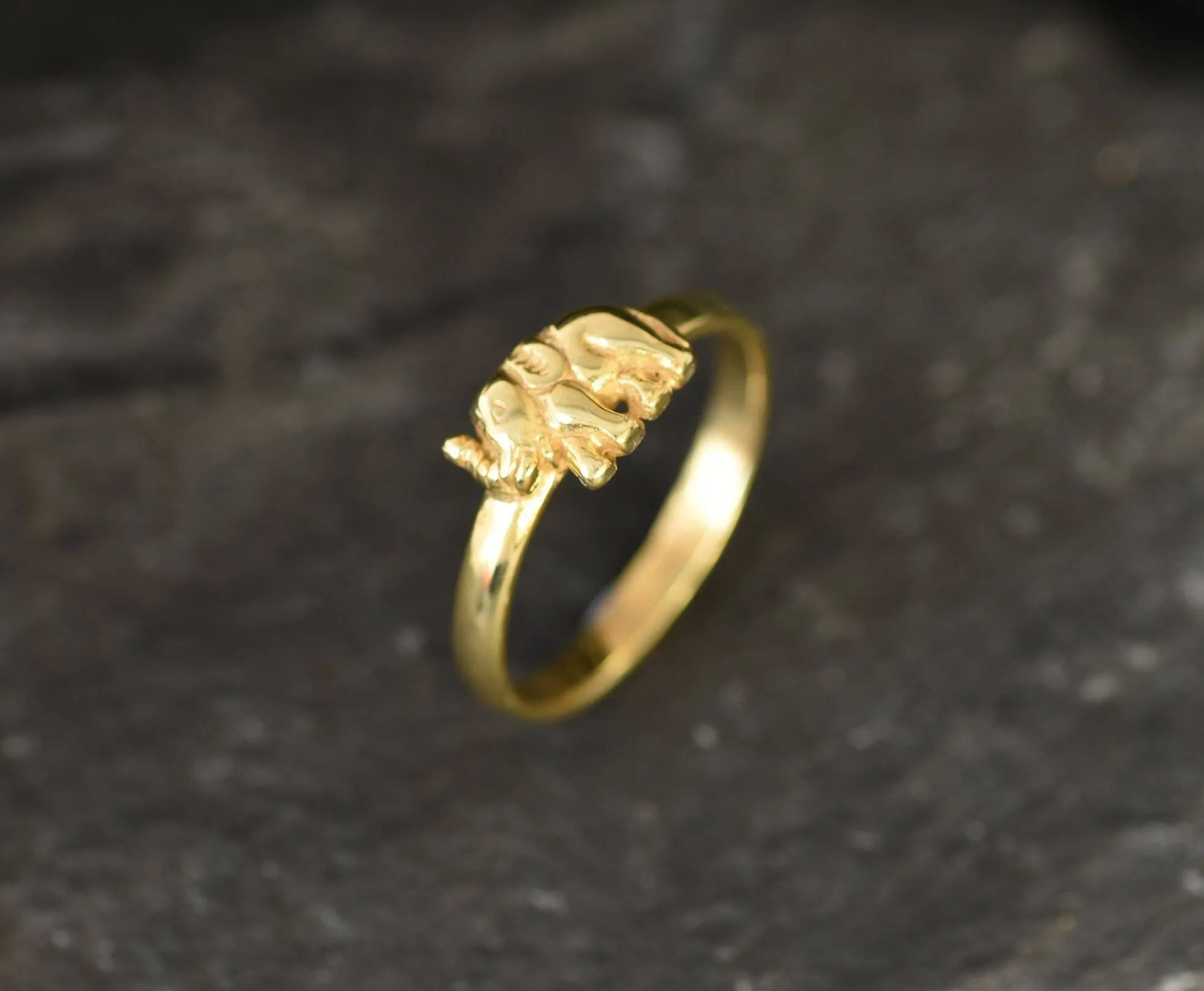 Gold Elephant Ring, Elephant Dainty Ring, Good Luck Gold Ring