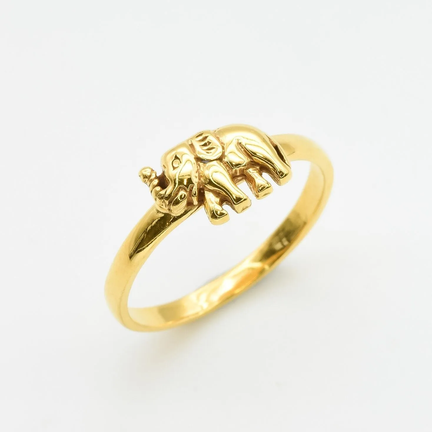 Gold Elephant Ring, Elephant Dainty Ring, Good Luck Gold Ring