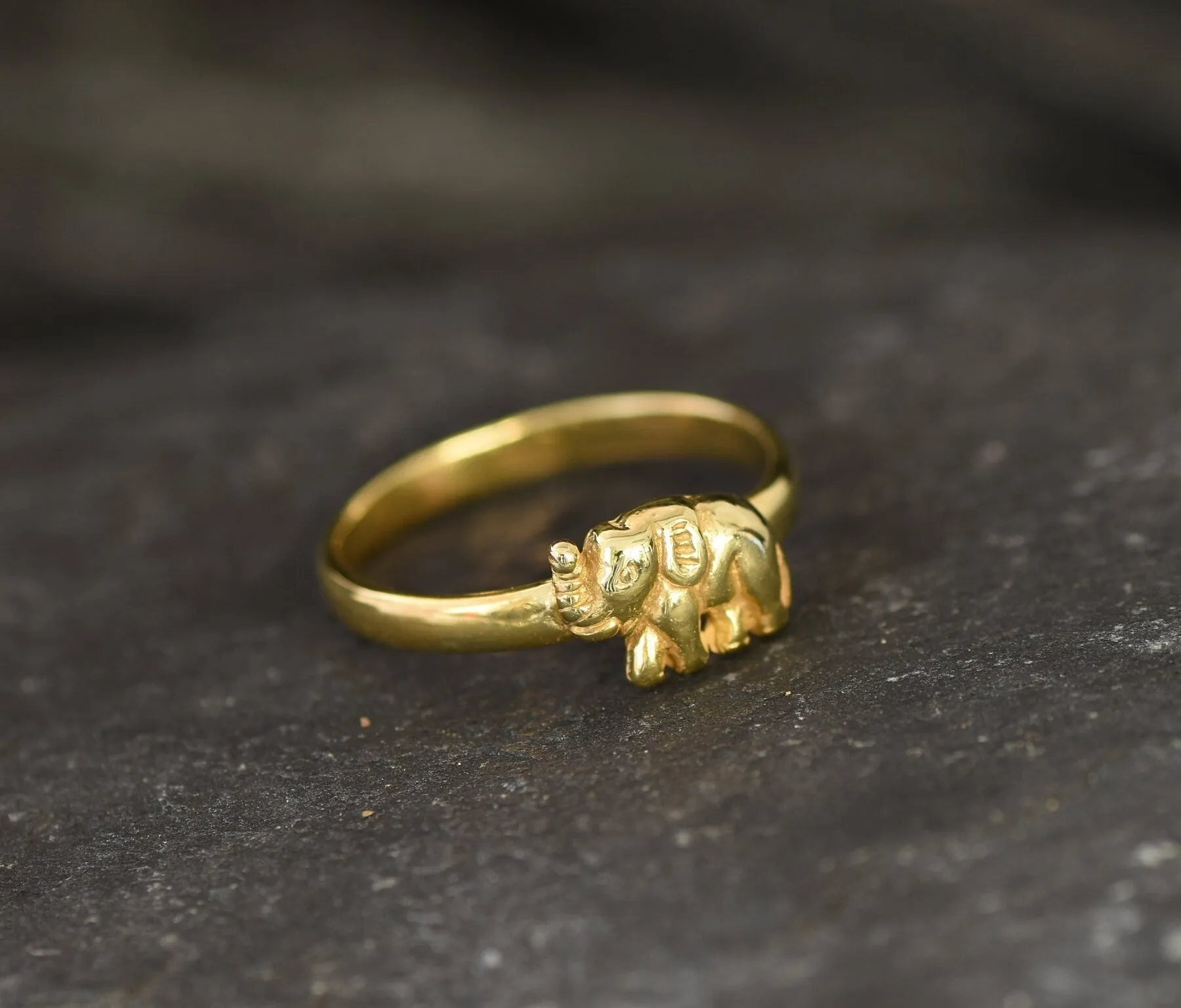 Gold Elephant Ring, Elephant Dainty Ring, Good Luck Gold Ring