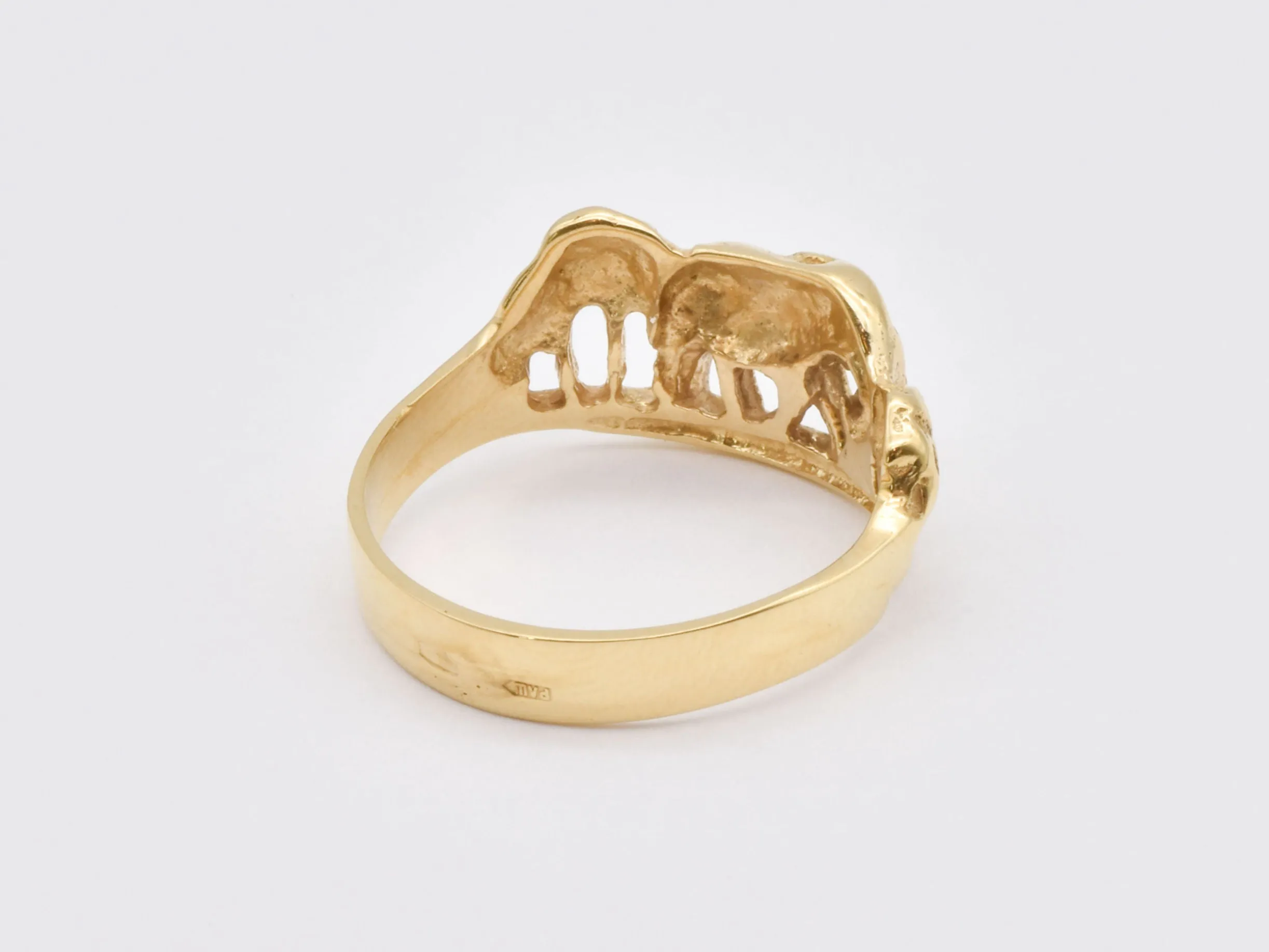 Gold Elephant Ring - Lucky Elephant Band - Walking Elephant RIng