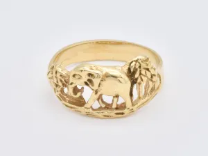 Gold Elephant Ring - Lucky Elephant Band - Walking Elephant RIng