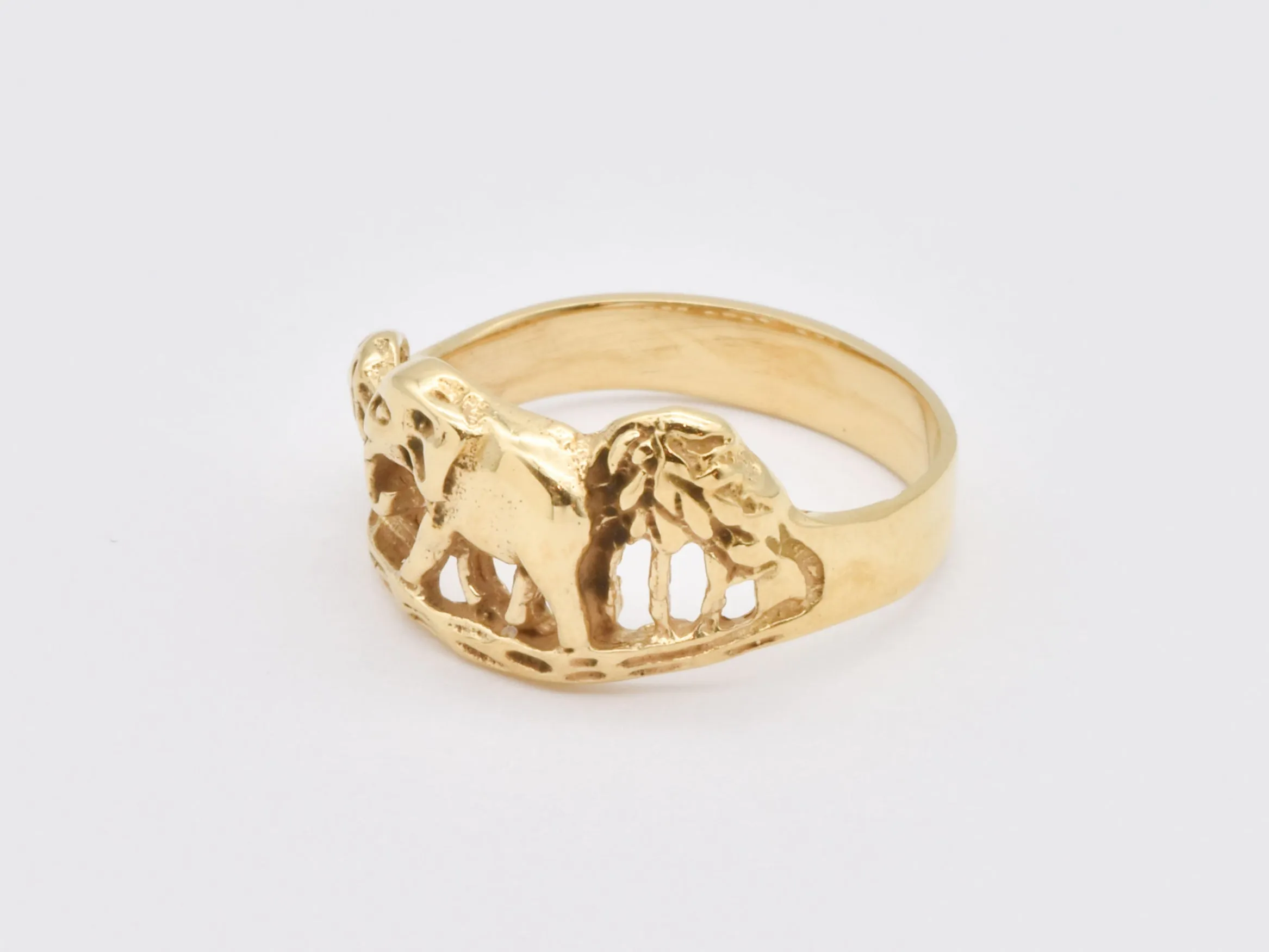 Gold Elephant Ring - Lucky Elephant Band - Walking Elephant RIng