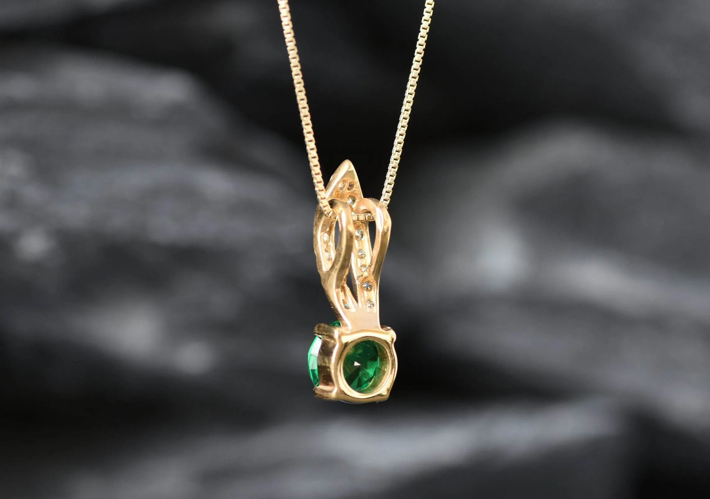 Gold Emerald Pendant - Vintage Emerald Necklace, Green Emerald Pendant