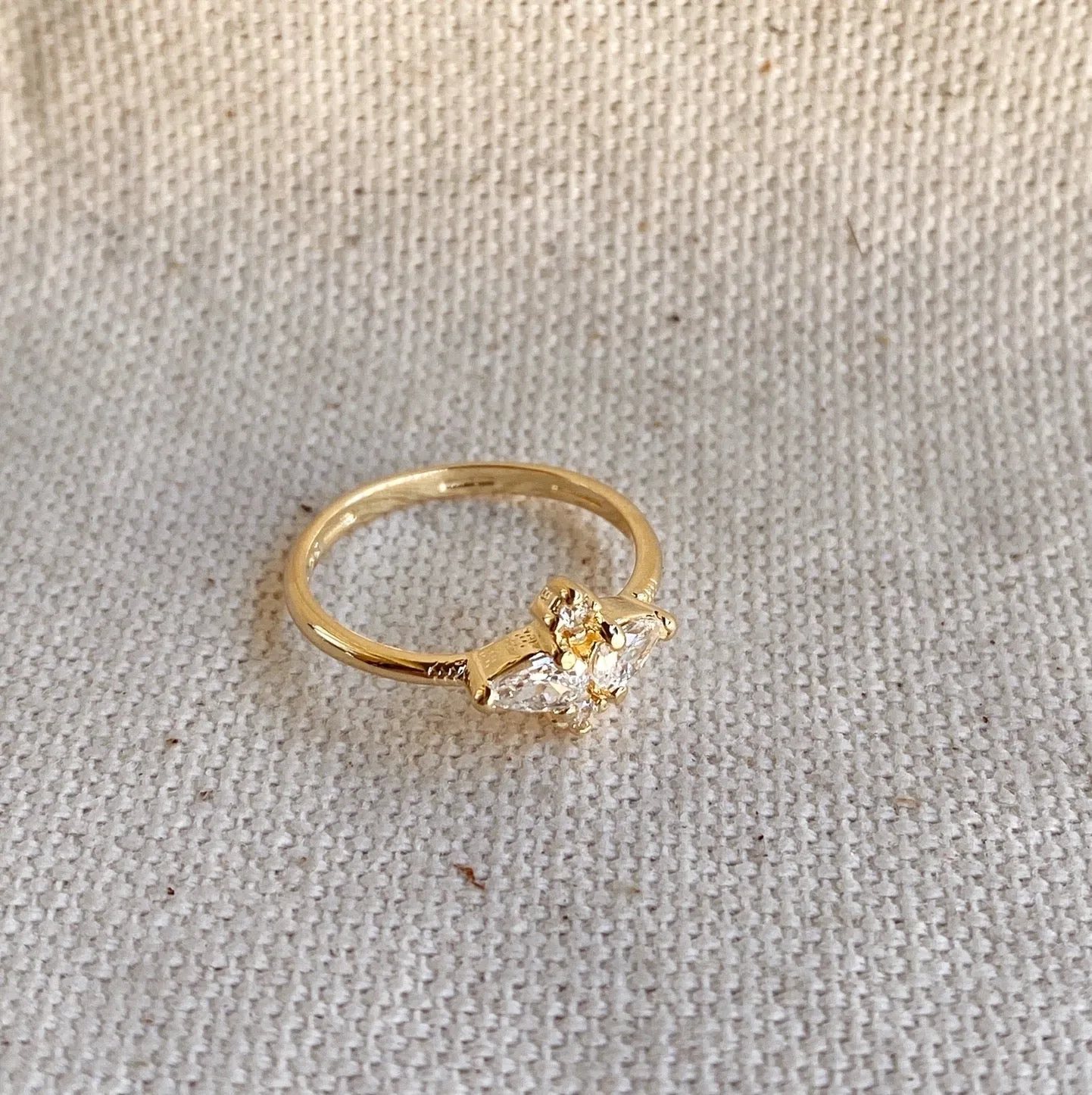 Gold Filled CZ Flower Geo Ring