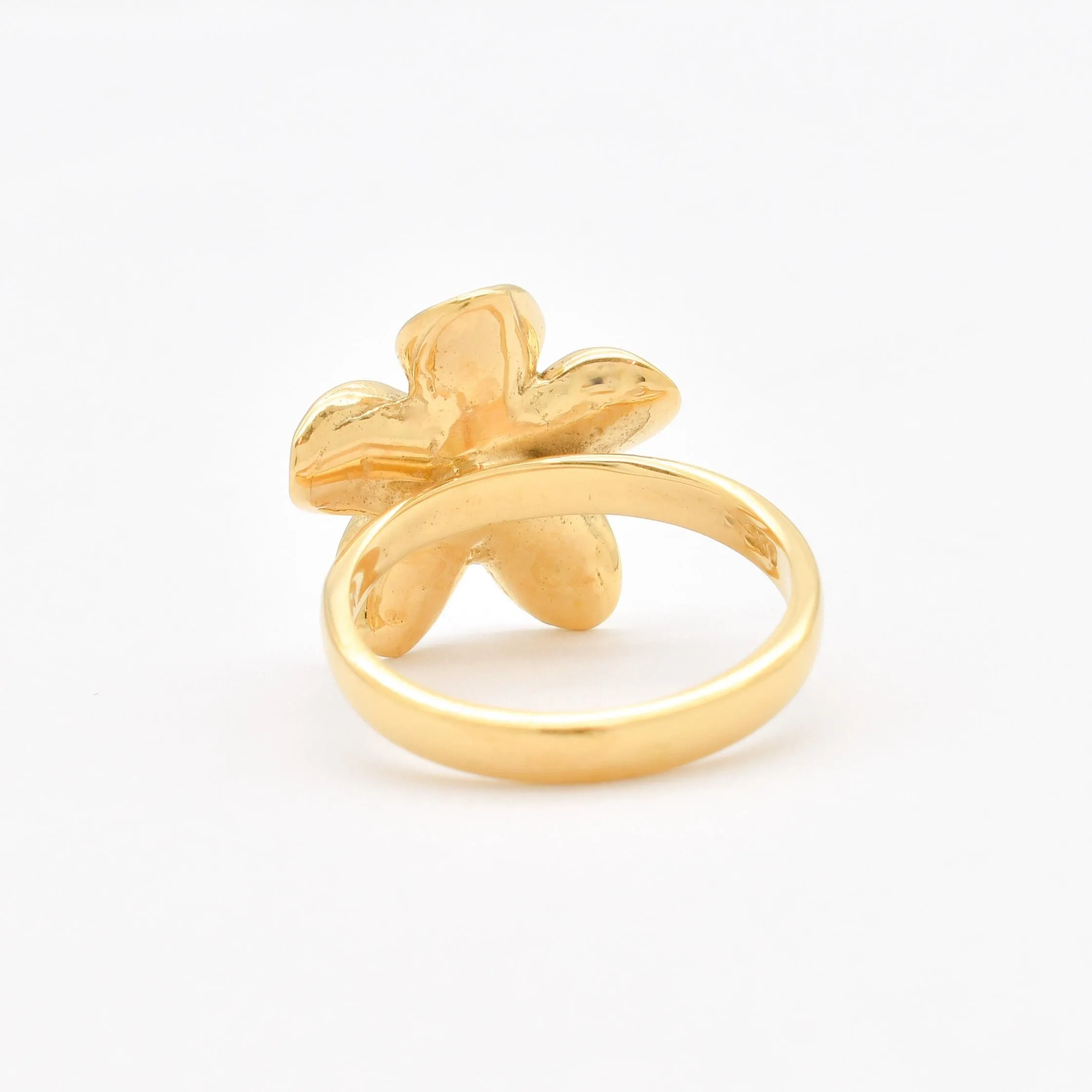 Gold Flower Ring - Large Plumeria Ring - Statement Hawaiian Ring