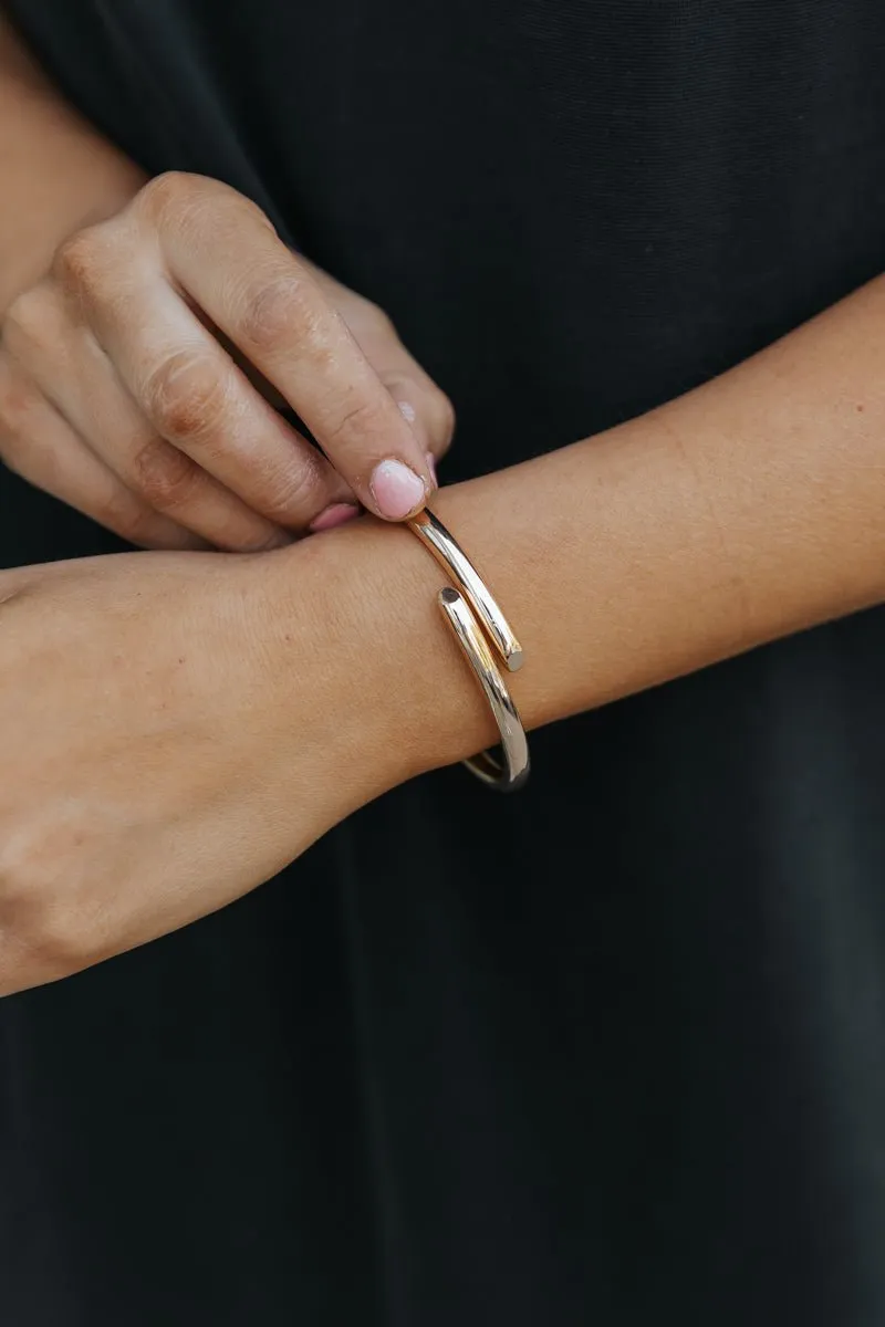 Gold Metallic Hinge Cuff Bracelet - DOORBUSTER