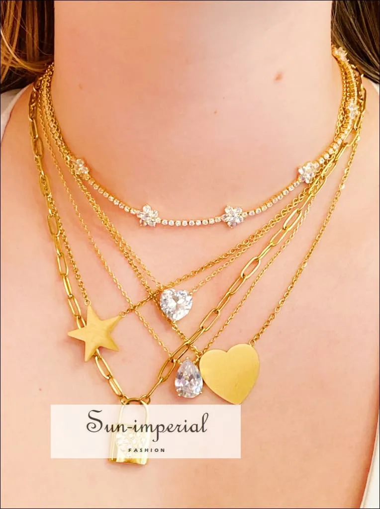 Gold Plated Shiny Flower Necklace