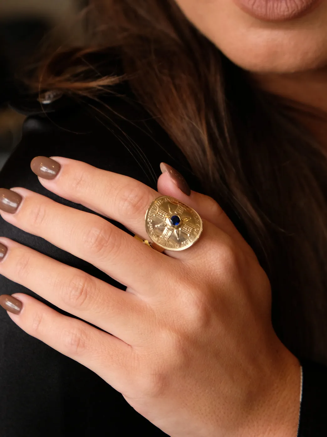 Gold PNG Bent Coin Ring