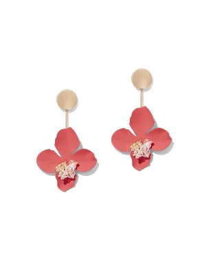 Goldtone Beaded Floral Drop Earring