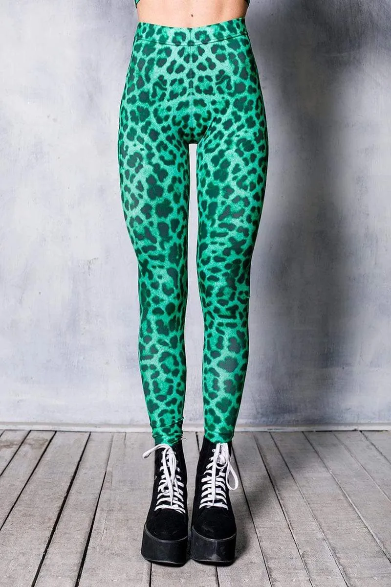 Green Leopard Leggings Set