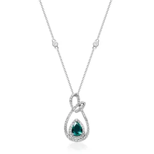 Hallie 14K White Gold Pear-Cut Natural Zambian Emerald Pendant