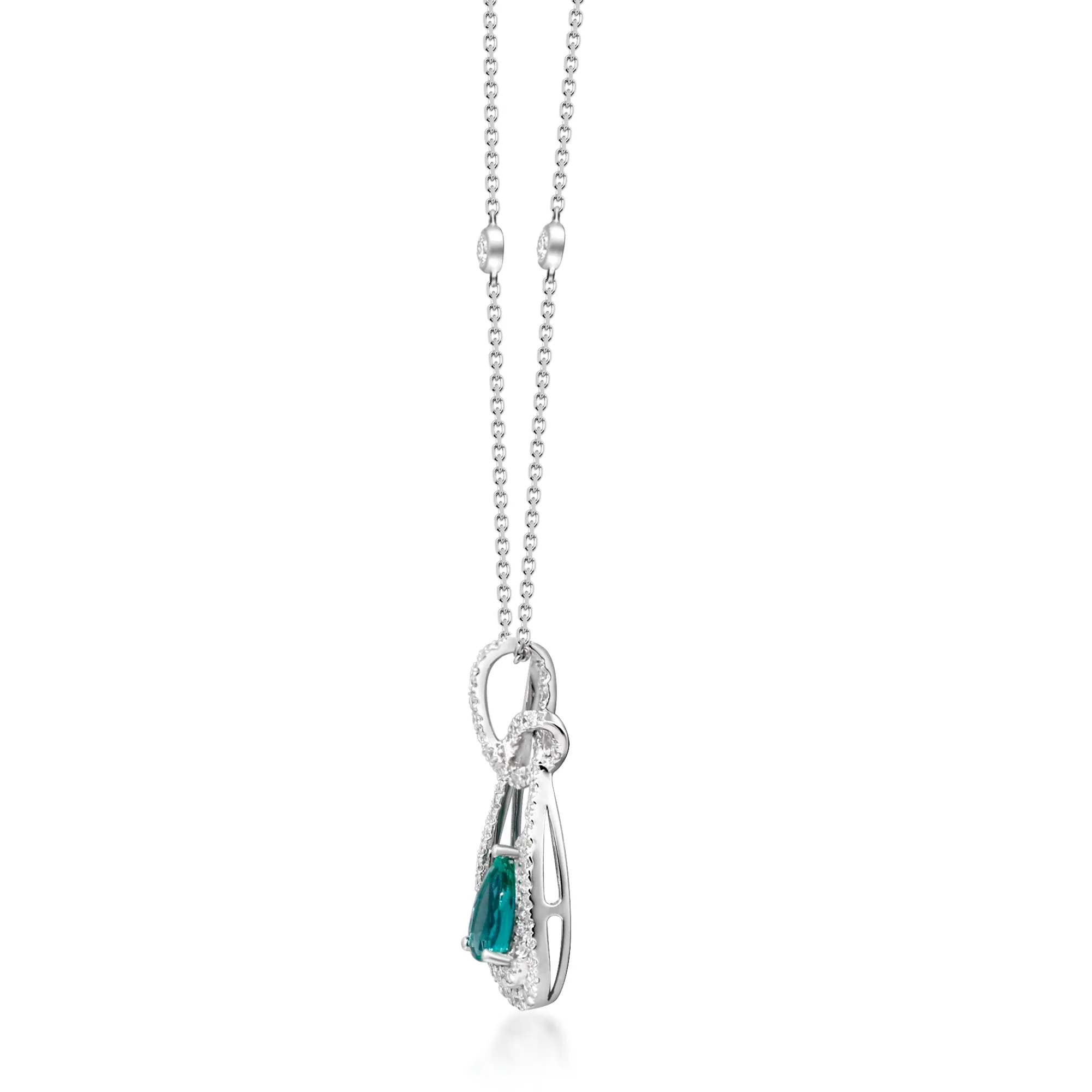 Hallie 14K White Gold Pear-Cut Natural Zambian Emerald Pendant