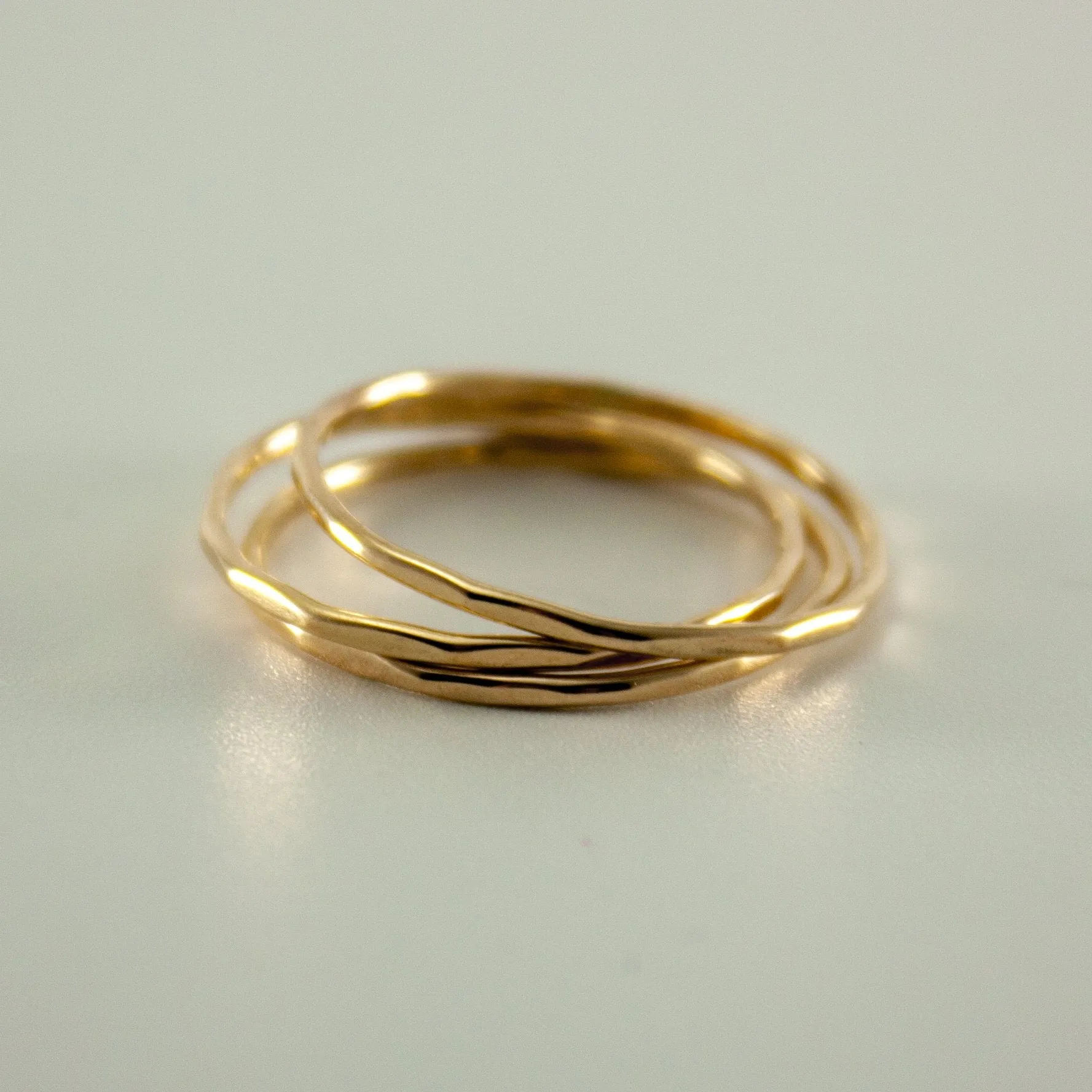 Hammered 14k Gold Filled Slim Ring Stack