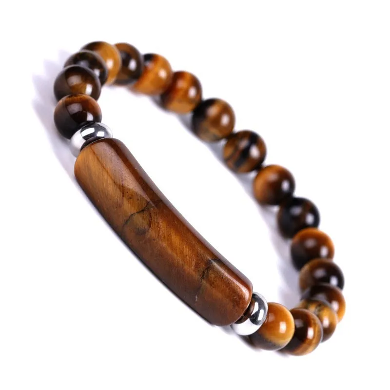 Handmade Healing Stone Bracelet with Tiger Stone Powder