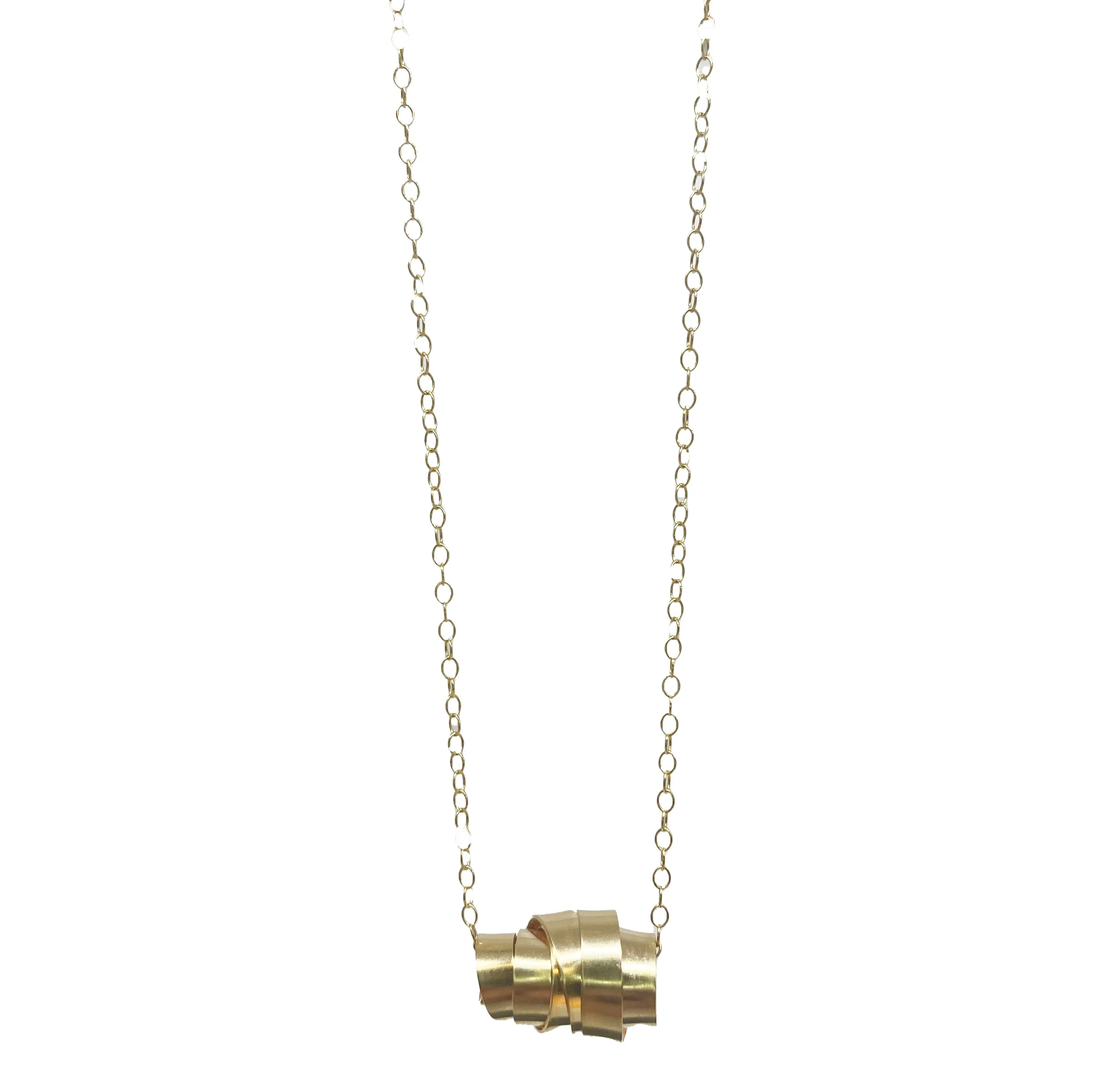 Horizontal Wrapped Gold Filled Ribbon Pendant by Rina Young