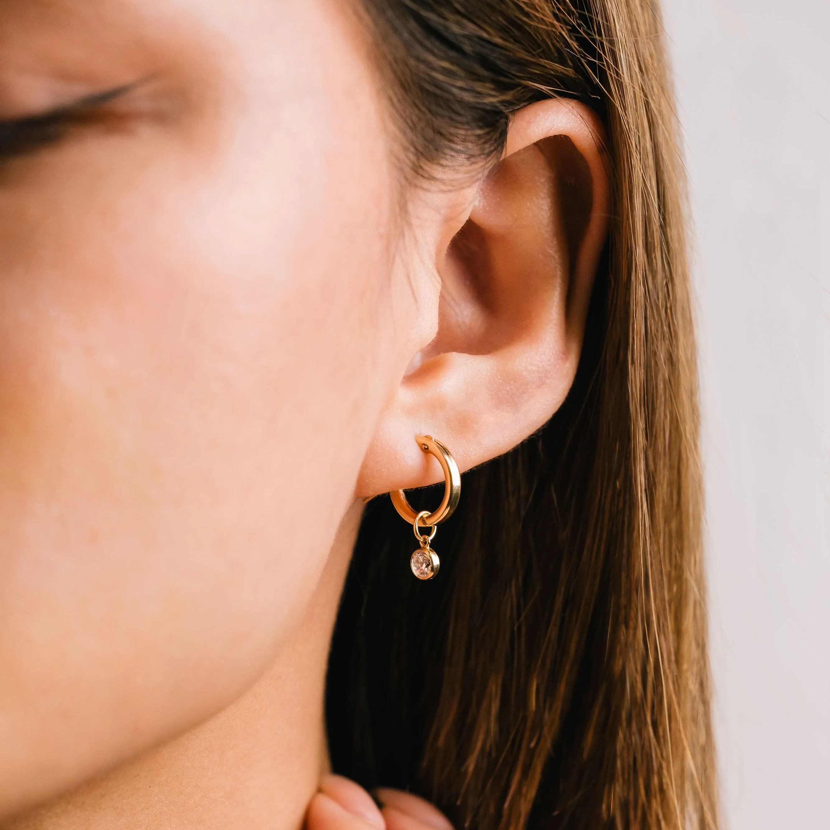 January Birthstone Gold-Filled Hoop Earrings