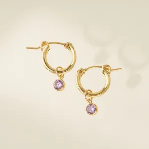 June Birthstone Gold-Filled Hoop Earrings