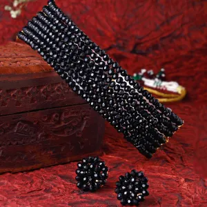 Karatcart Black Crystal Beaded Choker Necklace Setfor Women