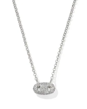 Kendra Scott Bailey Pave Short Pendant Necklace in Silver White Crystal