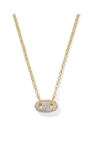 Kendra Scott Bailey Pave White Crystal Gold Short Pendant Necklace