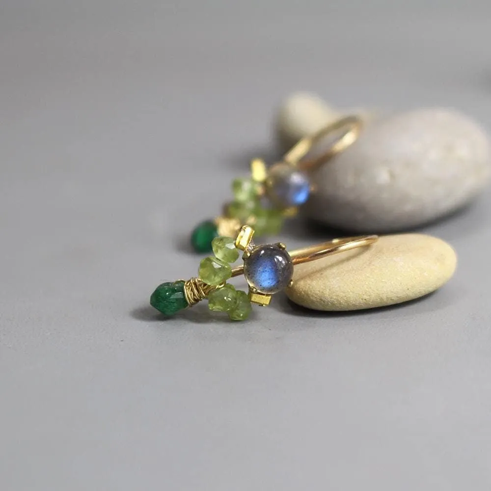 Labradorite Peridot Petite Dancer Earrings