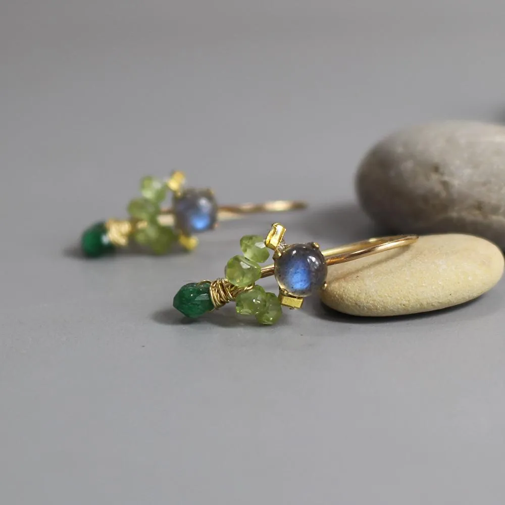 Labradorite Peridot Petite Dancer Earrings